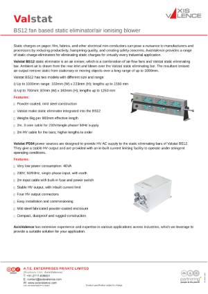 Valstat BS12 fan based static eliminator air ioniser