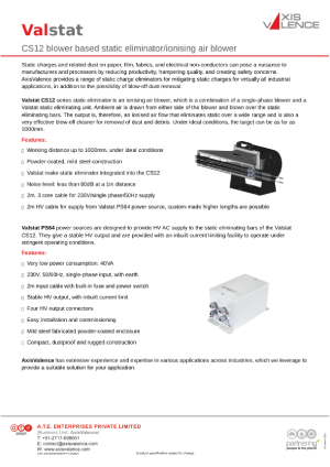 Valstat CS12 blower based static eliminator_ionising air blower
