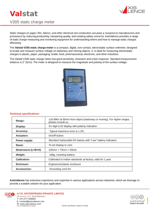Valstat V205 handheld static charge meter