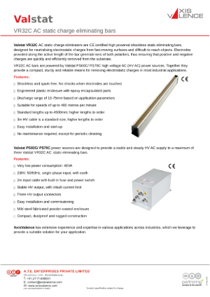 Valstat VR32C AC static charge eliminating bars