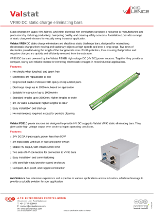 Valstat VR90 DC static eliminating bars