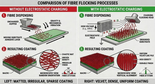 Achieving uniform fibre distribution with electrostatic flocking systems