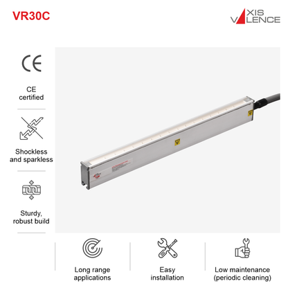 Valstat®VR30C AC shockless static eliminating bar CE, EL-4400, OL-4490, WW-4400mm; 3Meters HV cable