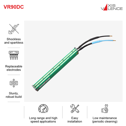 Valstat®VR90 DC,shockless static eliminating barEL 3900 mm OL 3970 mm & HV cable 3Meters replaceable pin, with mounting bracket