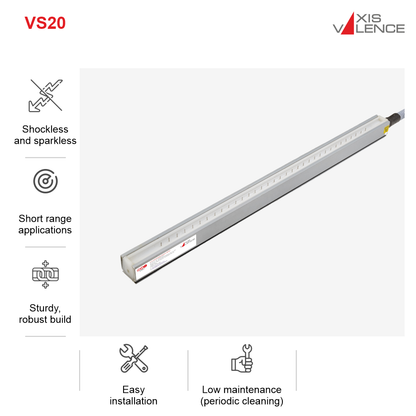 Valstat®VS20 AC,shockless static eliminating bar EL 708mm WW 700 mm OL 0800 mm & 3Meters HV cable